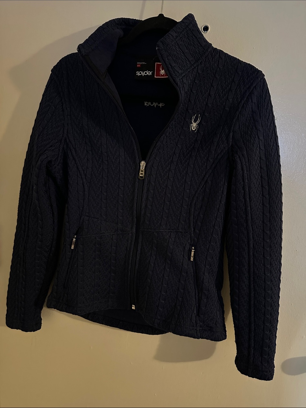Spyder Women's Black Knit Utility Jacket Full Zip Zipped Pockets Size M